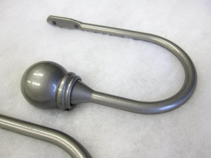 2 Pewter silver curtain hold backs Strong metal holdback fabric drape arms